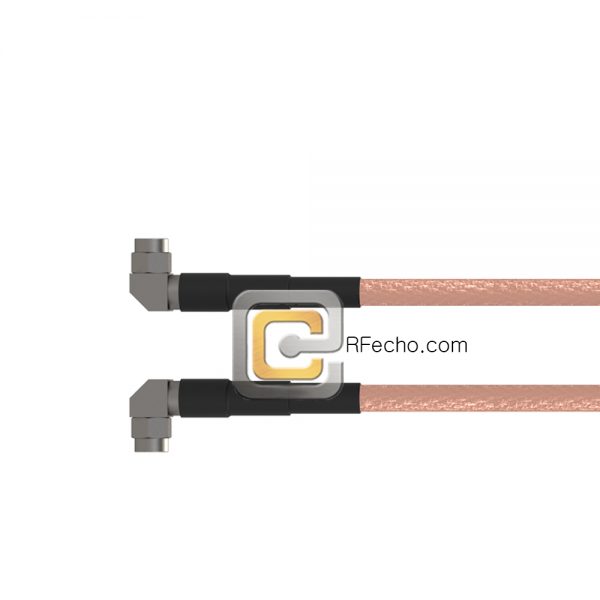 Right Angle SMA Male to Right Angle SMA Male RG-142 Coax and RoHS F061-321R0-321R0-125-N
