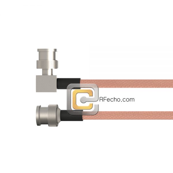 Right Angle BNC Male to BNC Male RG-58 Coax and RoHS F070-221R0-221S0-40-N